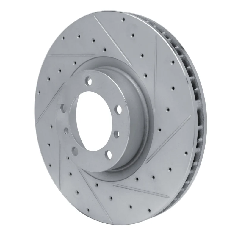 R1 10-24 Audi RS e-Tron GT Right Front Drilled & Slotted Silver Brake Rotor - Image 3
