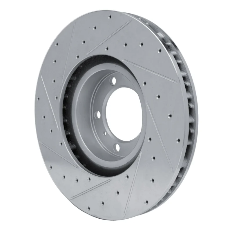 R1 10-24 Audi RS e-Tron GT Right Front Drilled & Slotted Silver Brake Rotor - Image 4