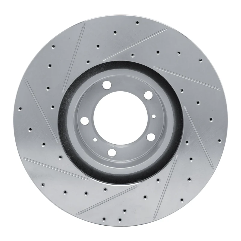 R1 10-24 Audi RS e-Tron GT Right Front Drilled & Slotted Silver Brake Rotor - Image 5