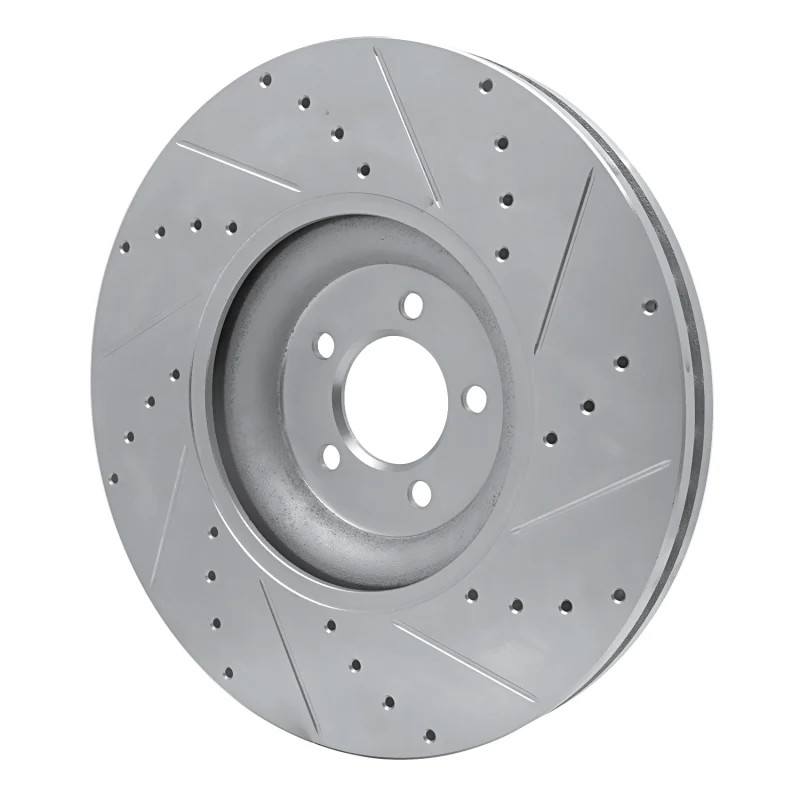R1 10-24 Jaguar XF Front Left Drilled & Slotted Silver Brake Rotor - Image 2