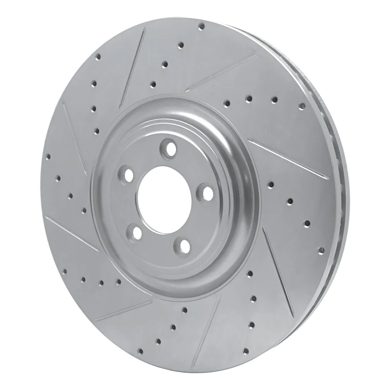 R1 10-24 Jaguar XF Front Left Drilled & Slotted Silver Brake Rotor - Image 4
