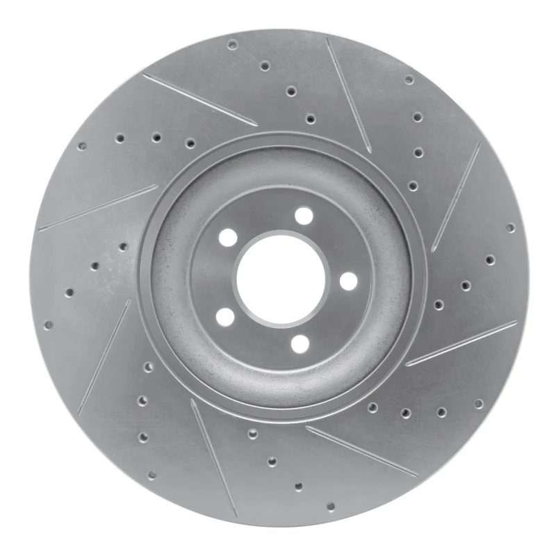 R1 10-24 Jaguar XF Front Left Drilled & Slotted Silver Brake Rotor - Image 5