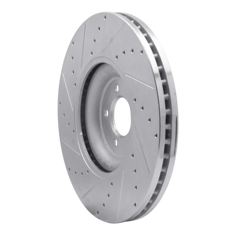 R1 10-24 Jaguar XF Front Right Drilled & Slotted Silver Brake Rotor - Image 3