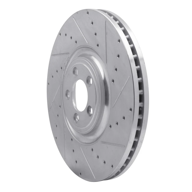 R1 10-24 Jaguar XF Front Right Drilled & Slotted Silver Brake Rotor - Image 4