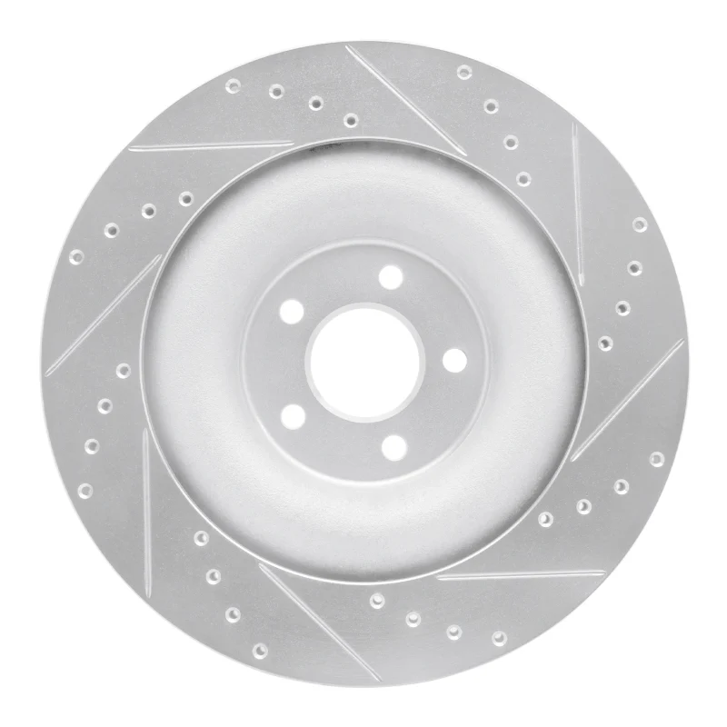 R1 10-24 Jaguar XFR Rear Left Drilled & Slotted Silver Brake Rotor - Image 2