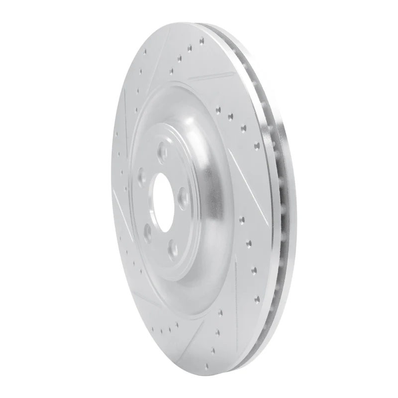 R1 10-24 Jaguar XFR Rear Left Drilled & Slotted Silver Brake Rotor - Image 5
