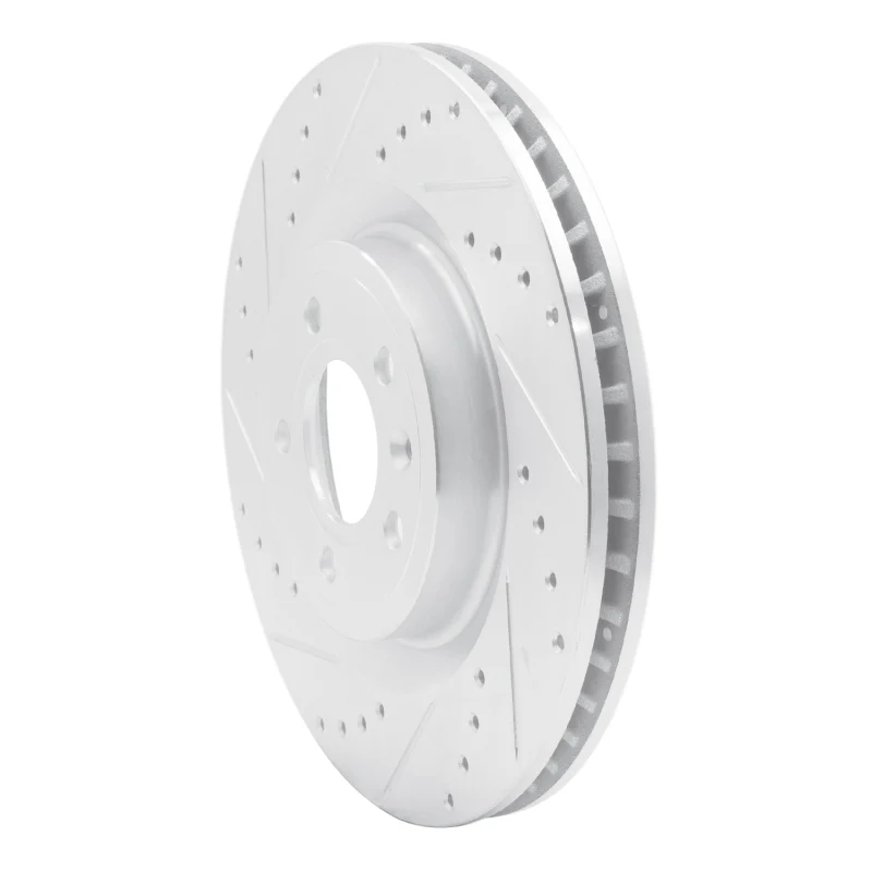 R1 11-14 Ford Mustang Front Left Drilled & Slotted Silver Brake Rotor - Image 2