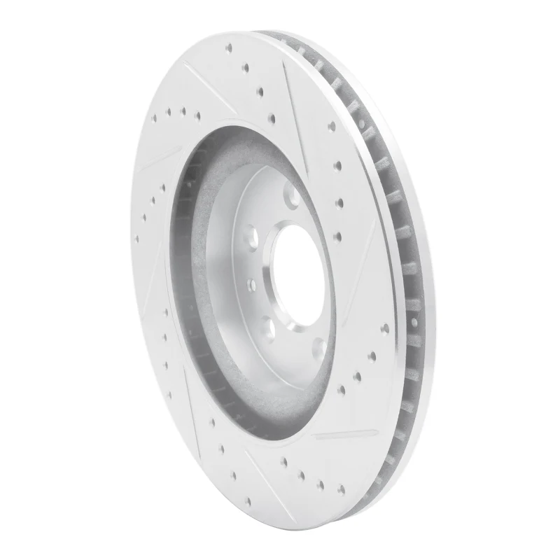 R1 11-14 Ford Mustang Front Left Drilled & Slotted Silver Brake Rotor - Image 4