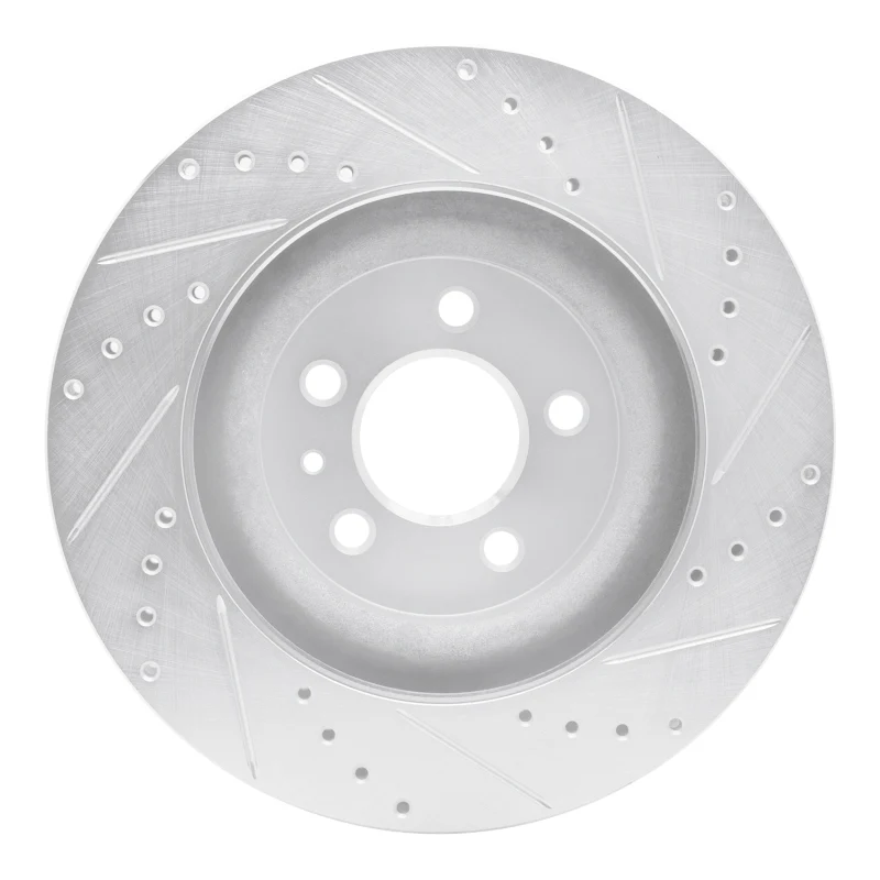 R1 11-14 Ford Mustang Front Left Drilled & Slotted Silver Brake Rotor - Image 5