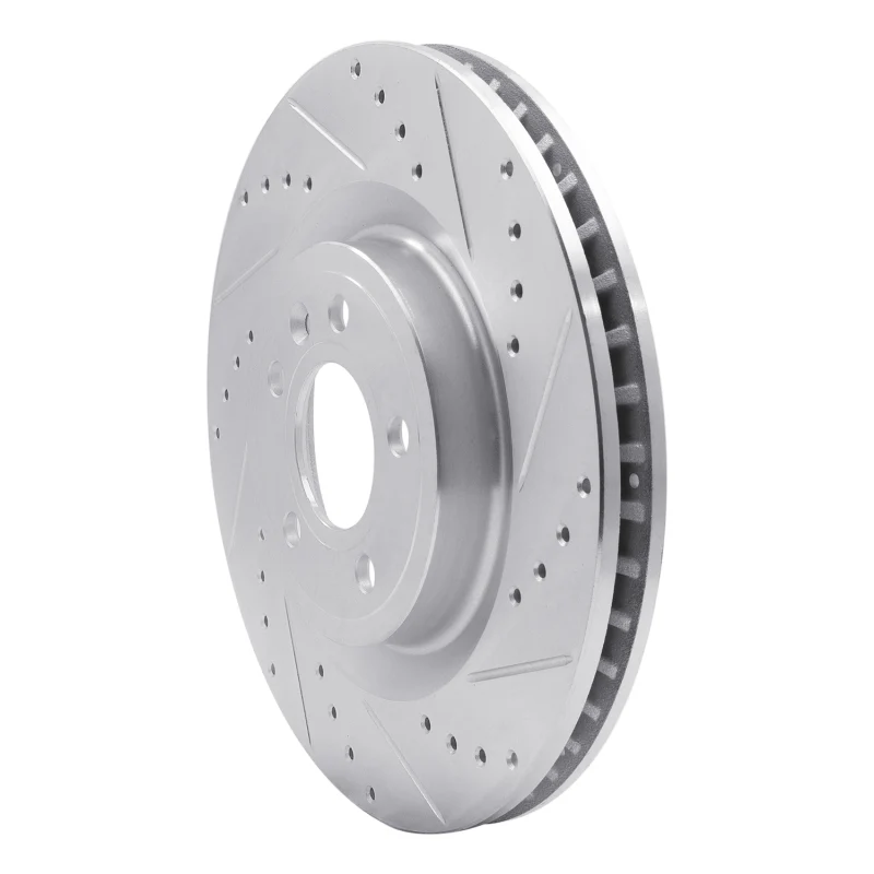 R1 11-14 Ford Mustang Front Right Drilled & Slotted Silver Brake Rotor - Image 2