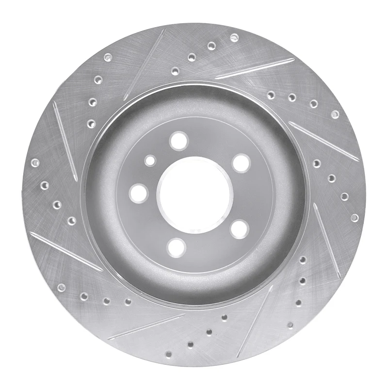 R1 11-14 Ford Mustang Front Right Drilled & Slotted Silver Brake Rotor - Image 3