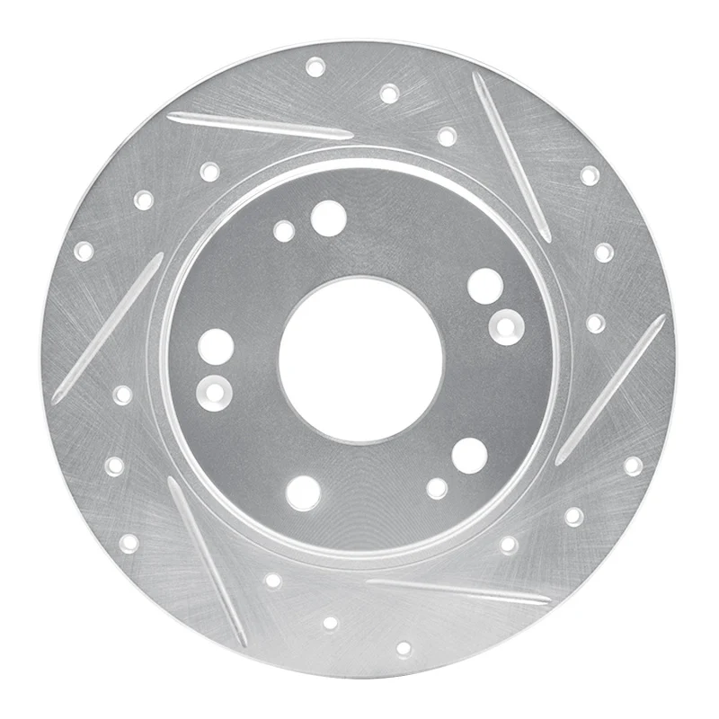 R1 11-15 Honda CR-Z Rear Right Drilled & Slotted Silver Brake Rotor