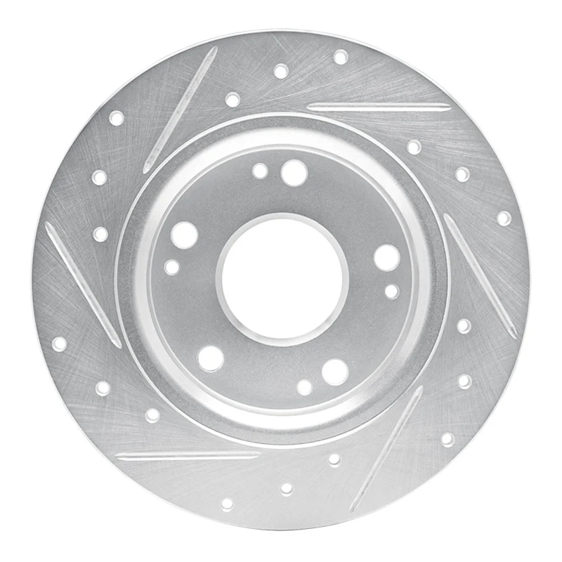 R1 11-15 Honda CR-Z Rear Right Drilled & Slotted Silver Brake Rotor - Image 5