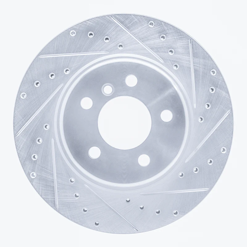 R1 11-16 BMW 528I Front Right Drilled & Slotted Silver Brake Rotor