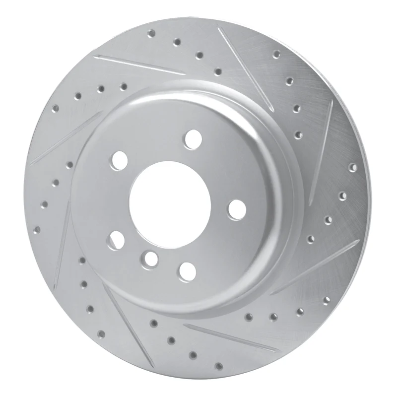 R1 11-16 BMW 528I Rear Right Drilled & Slotted Silver Brake Rotor - Image 3