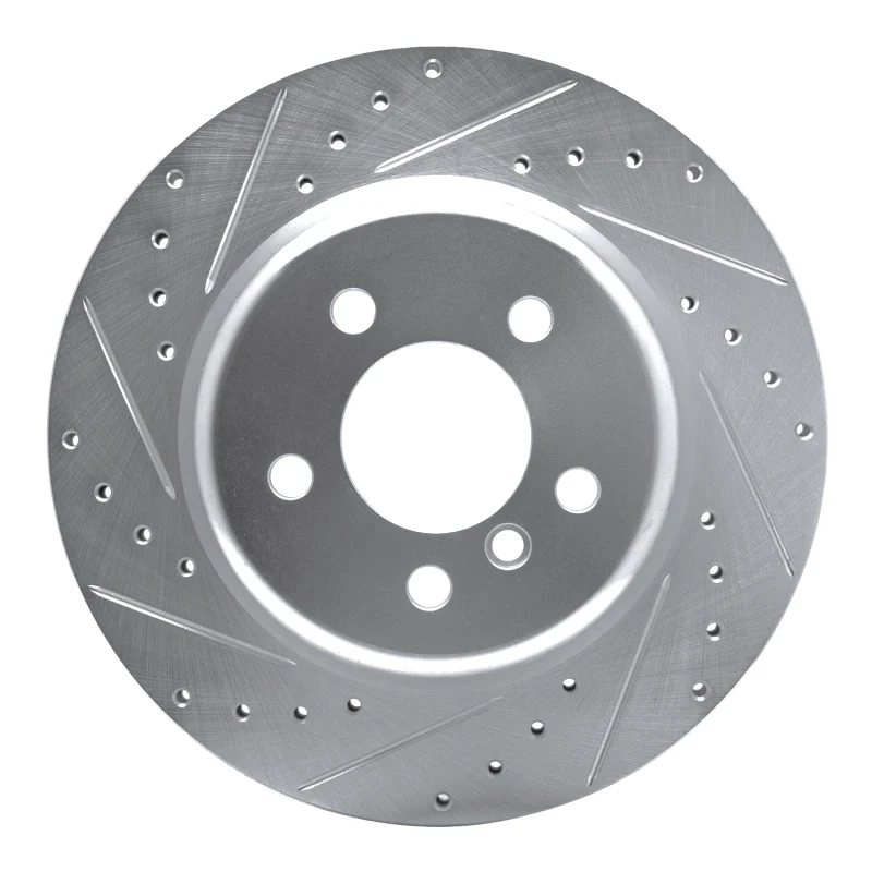 R1 11-16 BMW 528I xDrive Rear Left Drilled & Slotted Silver Brake Rotor