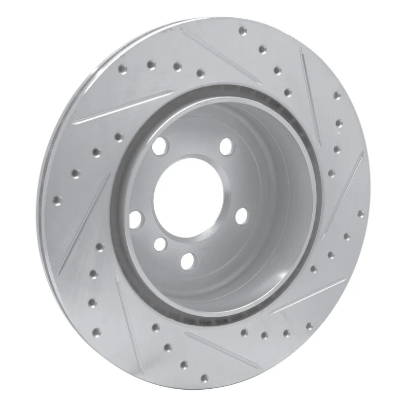 R1 11-16 BMW 528I xDrive Rear Left Drilled & Slotted Silver Brake Rotor - Image 2