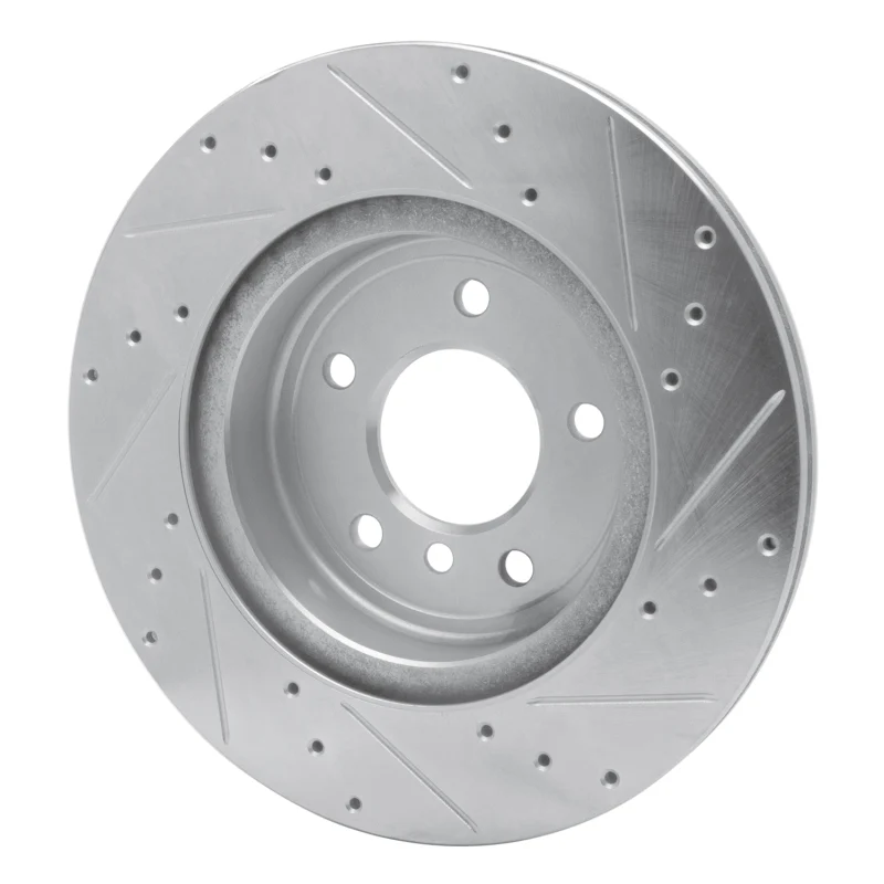 R1 11-16 BMW Z4 Rear Left Drilled & Slotted Silver Brake Rotor - Image 4