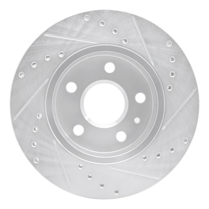 R1 11-16 Buick LaCrosse Front Left Drilled & Slotted Silver Brake Rotor - Image 3