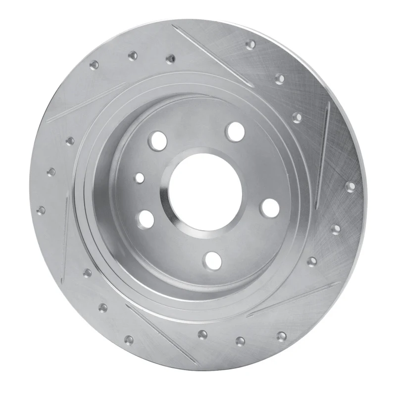R1 11-16 Buick LaCrosse Rear Left Drilled & Slotted Silver Brake Rotor - Image 2