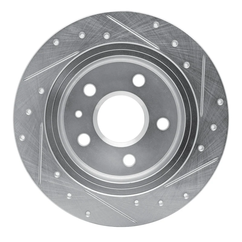 R1 11-16 Buick LaCrosse Rear Left Drilled & Slotted Silver Brake Rotor - Image 3