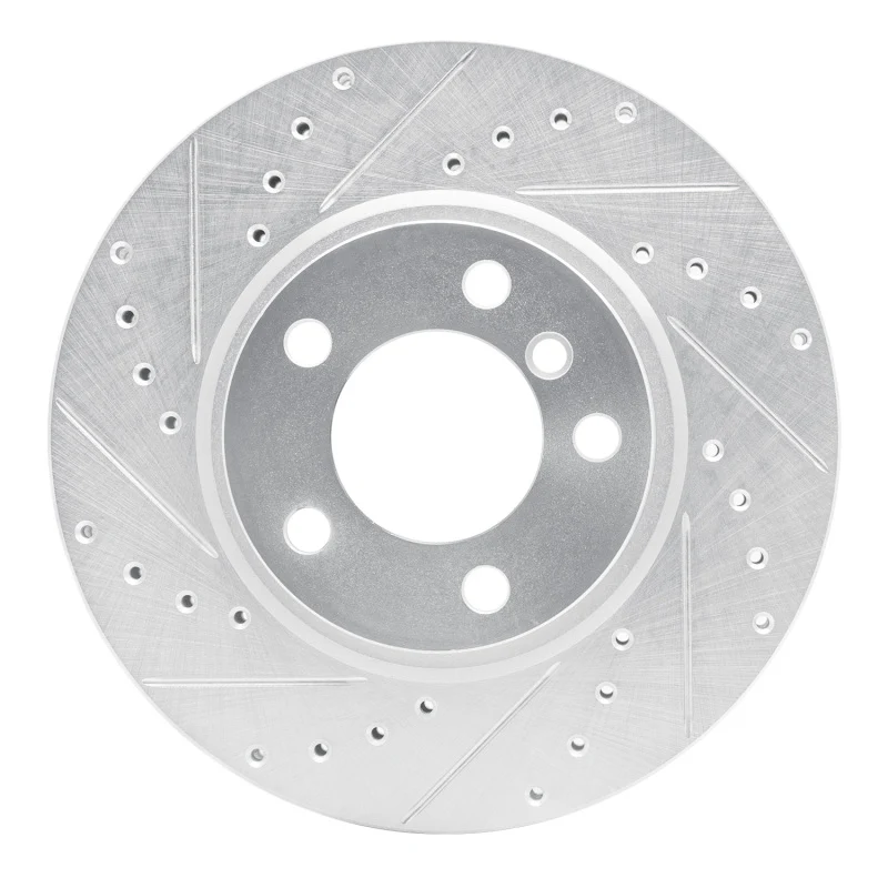 R1 11-16 Mini Cooper Countryman Front Left Drilled & Slotted Silver Brake Rotor