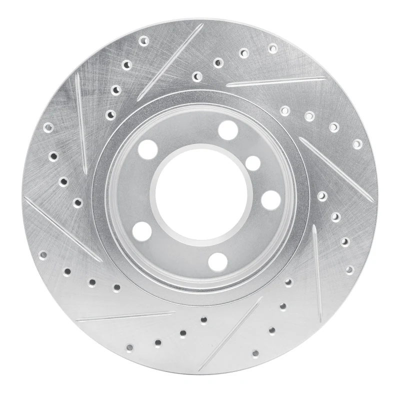 R1 11-16 Mini Cooper Paceman Front Right Drilled & Slotted Silver Brake Rotor - Image 2