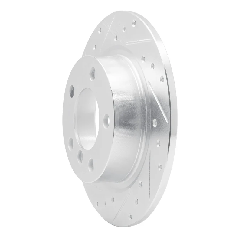 R1 11-16 Mini Cooper Paceman Rear Left Drilled & Slotted Silver Brake Rotor - Image 3