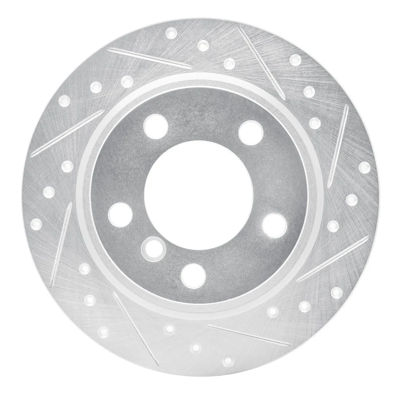R1 11-16 Mini Cooper Paceman Rear Right Drilled & Slotted Silver Brake Rotor