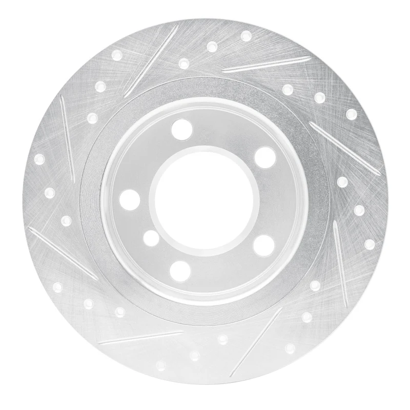 R1 11-16 Mini Cooper Paceman Rear Right Drilled & Slotted Silver Brake Rotor - Image 2