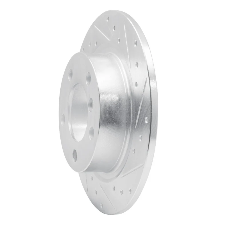 R1 11-16 Mini Cooper Paceman Rear Right Drilled & Slotted Silver Brake Rotor - Image 3