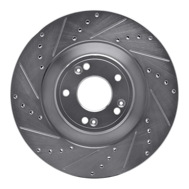 R1 11-17 Genesis G80 Front Left Drilled & Slotted Silver Brake Rotor