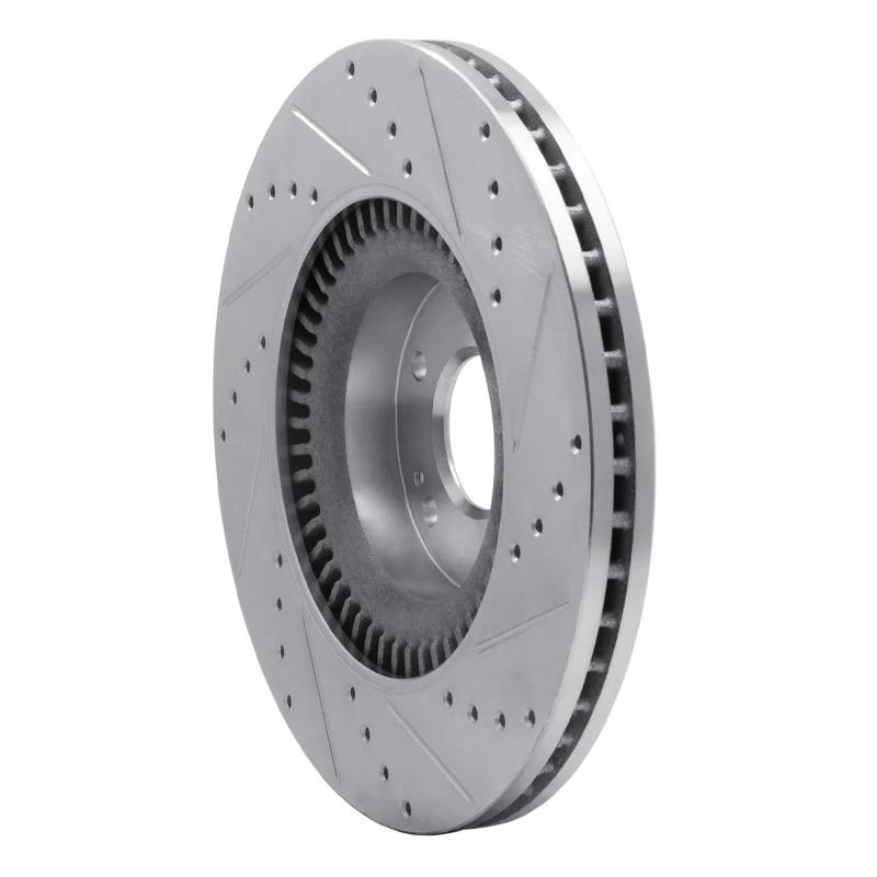R1 11-17 Genesis G80 Front Left Drilled & Slotted Silver Brake Rotor - Image 4