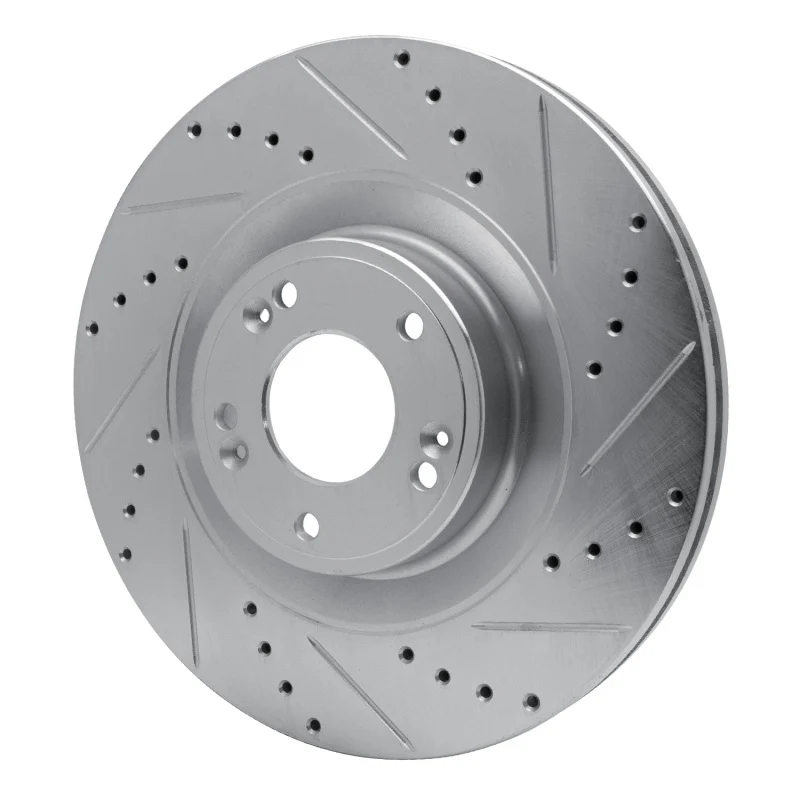 R1 11-17 Genesis G80 Front Right Drilled & Slotted Silver Brake Rotor - Image 3