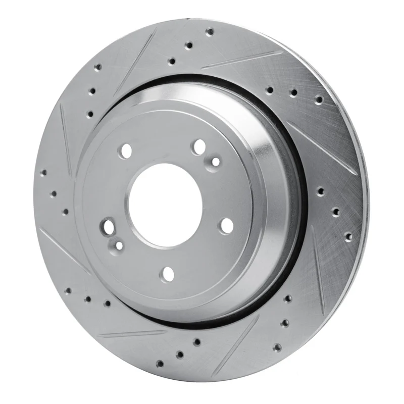 R1 11-17 Hyundai Equus Rear Left Drilled & Slotted Silver Brake Rotor - Image 3