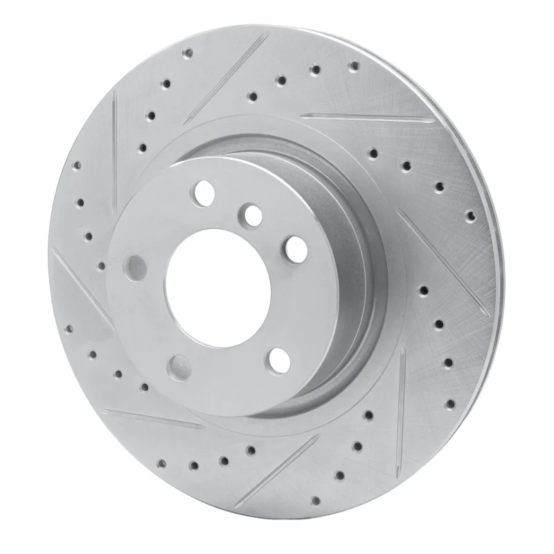 R1 11-18 BMW X3 Rear Left Drilled & Slotted Silver Brake Rotor - Image 2