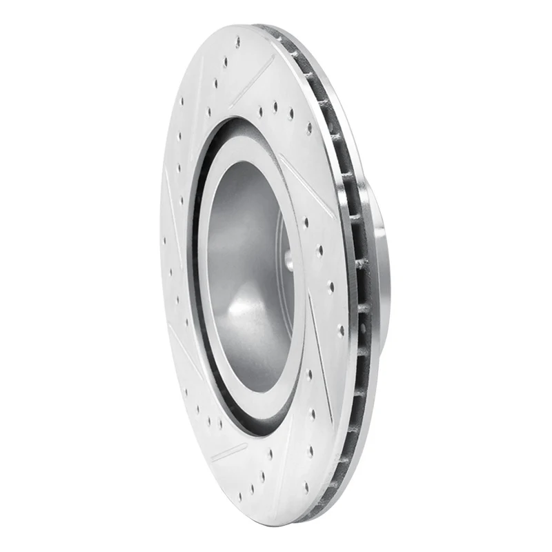 R1 11-18 BMW X3 Rear Right Drilled & Slotted Silver Brake Rotor - Image 3