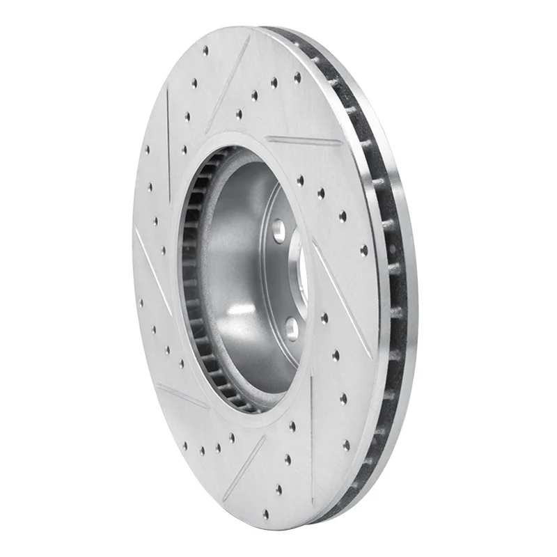 R1 11-18 BMW X4 Front Right Drilled & Slotted Silver Brake Rotor - Image 3