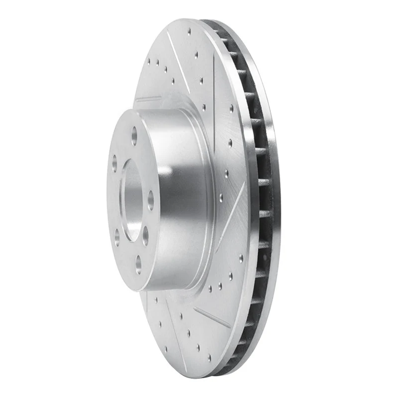 R1 11-18 BMW X4 Front Right Drilled & Slotted Silver Brake Rotor - Image 5