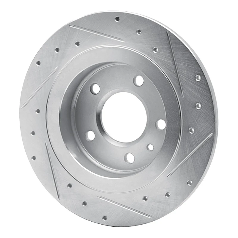 R1 11-19 Buick CASCADA Rear Left Drilled & Slotted Silver Brake Rotor - Image 2