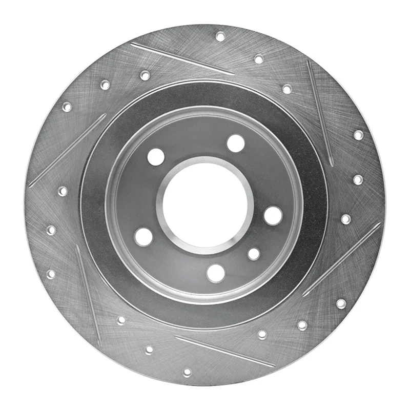 R1 11-19 Buick CASCADA Rear Left Drilled & Slotted Silver Brake Rotor - Image 3