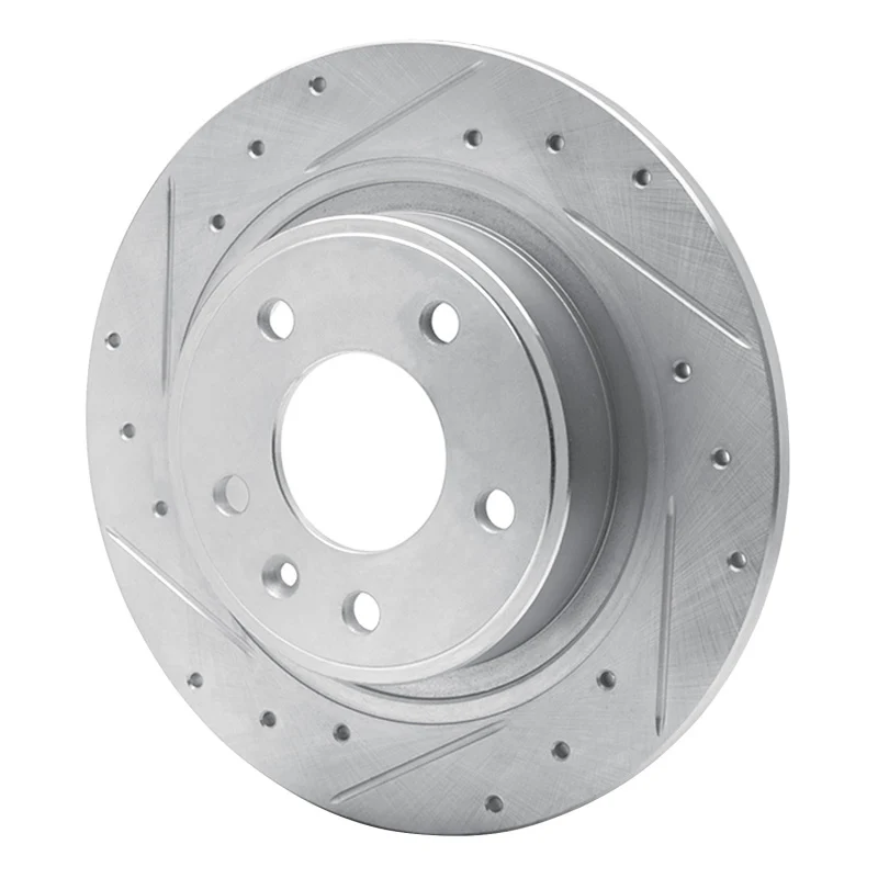 R1 11-19 Buick CASCADA Rear Left Drilled & Slotted Silver Brake Rotor - Image 5