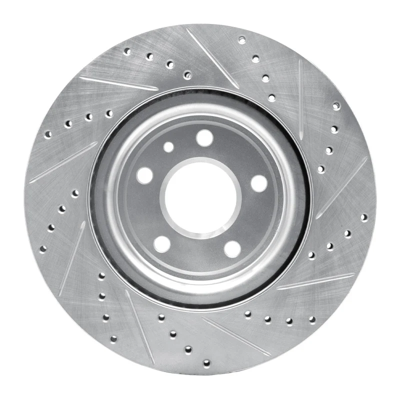 R1 11-19 Ford Explorer Front Left Drilled & Slotted Silver Brake Rotor - Image 2