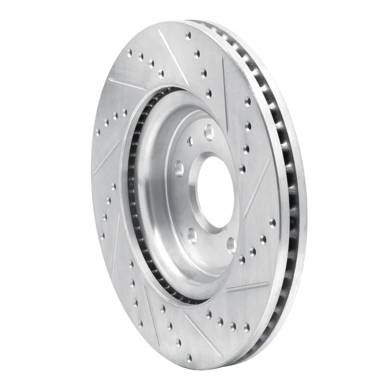 R1 11-19 Ford Explorer Front Left Drilled & Slotted Silver Brake Rotor - Image 4