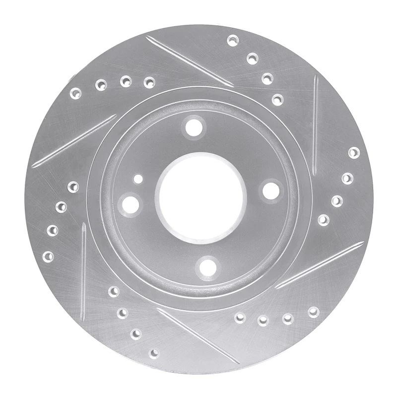 R1 11-19 Ford Fiesta (USA/Canada) Front Left Drilled & Slotted Silver Brake Rotor - Image 3