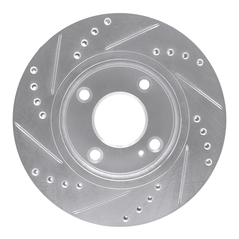 R1 11-19 Ford Fiesta (USA/Canada) Front Right Drilled & Slotted Silver Brake Rotor - Image 3