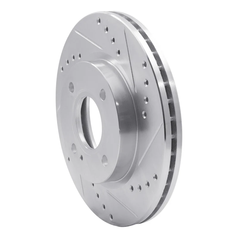 R1 11-19 Ford Fiesta (USA/Canada) Front Right Drilled & Slotted Silver Brake Rotor - Image 5