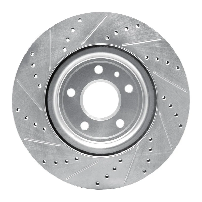 R1 11-19 Ford Flex Front Right Drilled & Slotted Silver Brake Rotor - Image 2