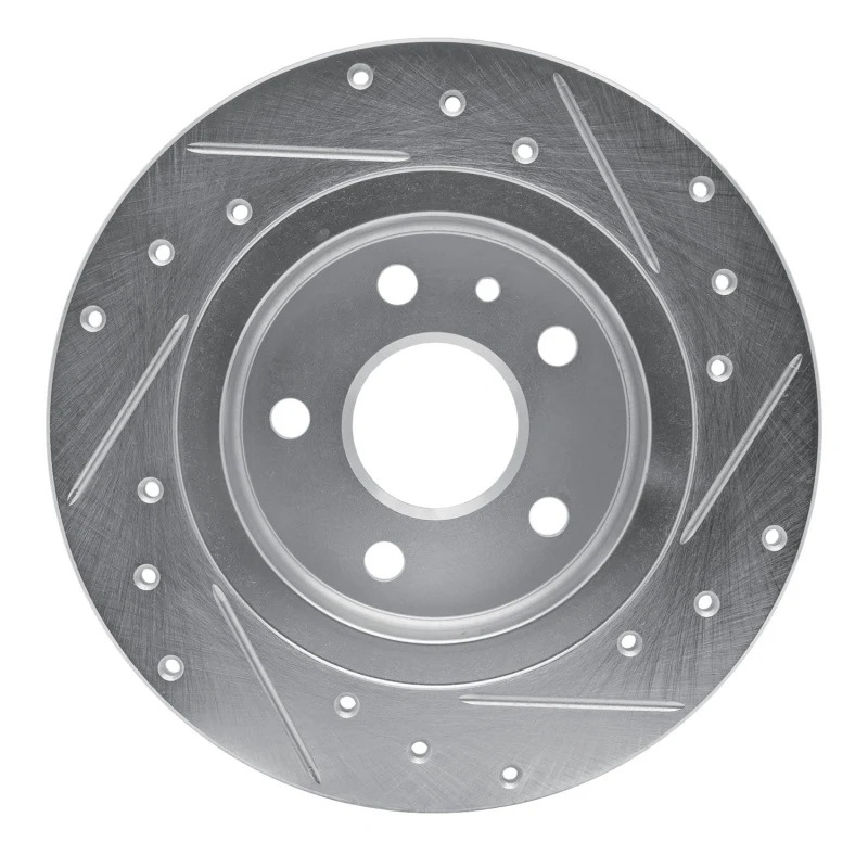 R1 11-22 Buick Encore Rear Left Drilled & Slotted Silver Brake Rotor - Image 5