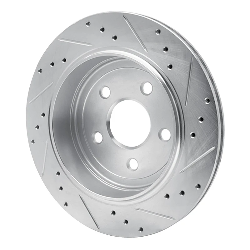 R1 11-25 Dodge Durango Rear Left Drilled & Slotted Silver Brake Rotor - Image 2